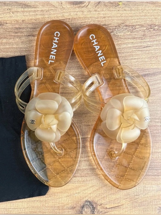 CHANEL Shoes - Chanel Jelly Camellia Thong Sandals – Size 37.